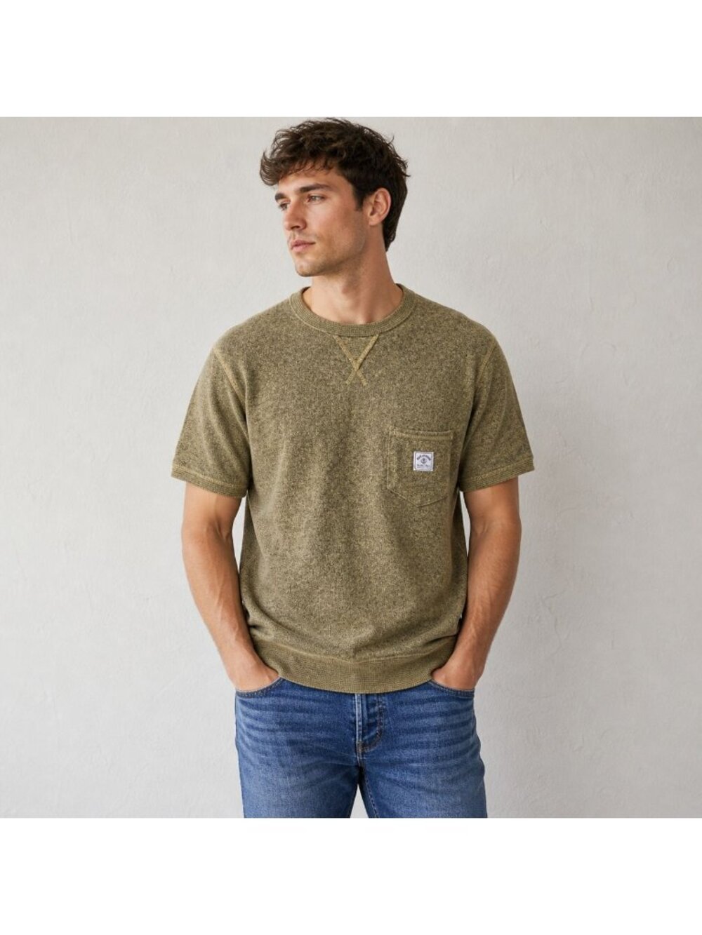 Iron & Resin Mens Relaxed Fit Tee Large Olive Short Sleeve Pocket Shirt